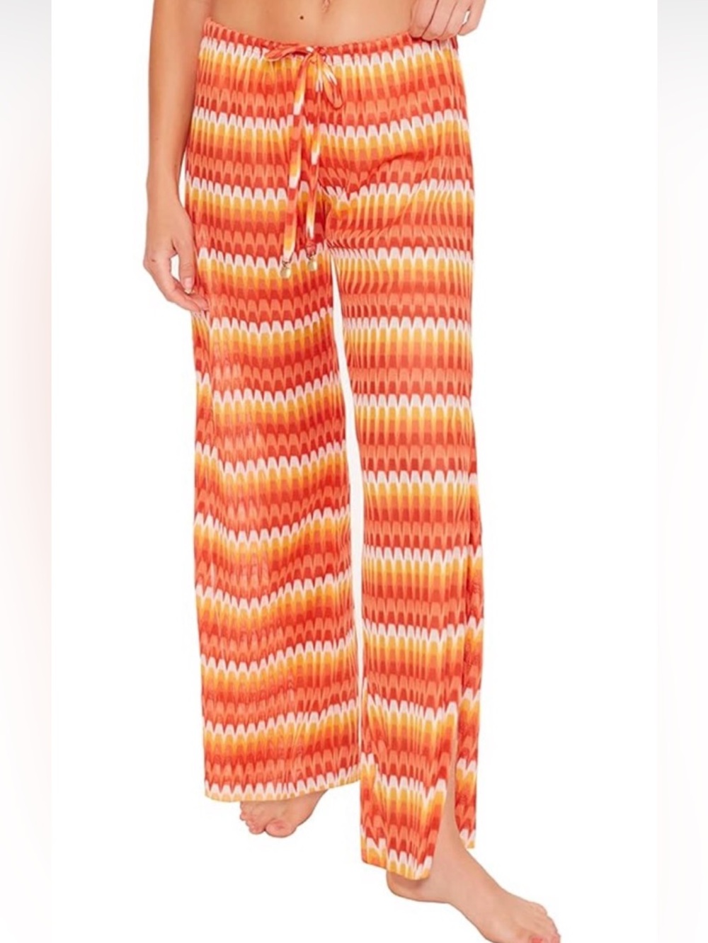 Trina Turk Sunray Side Slit Pants XL Loose Fit, Casual, Summer, Beach, Coverup